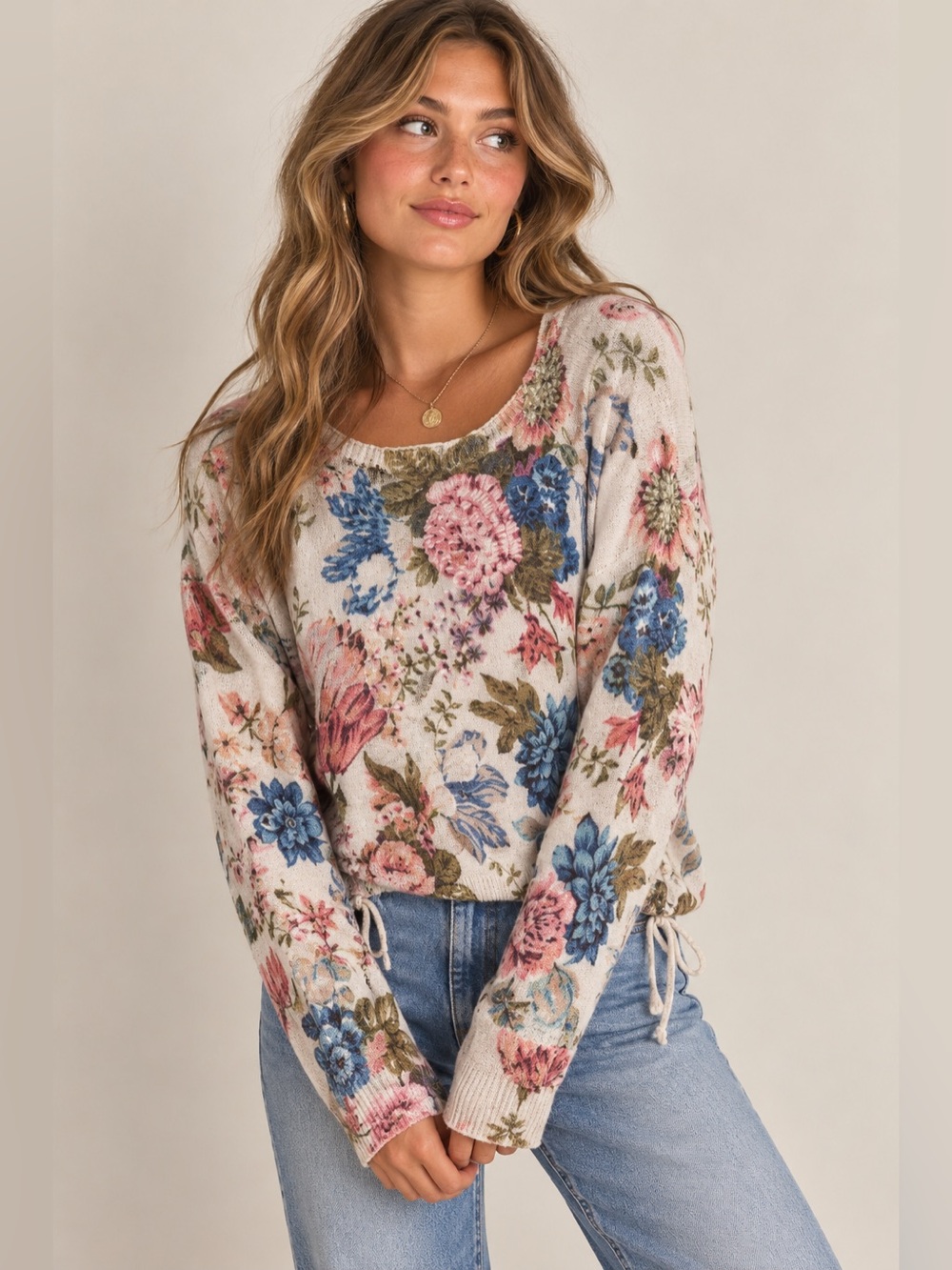 Anthropologie Floral Sweater XS Wool Cotton Cashmere Elevated Feminine Luxury